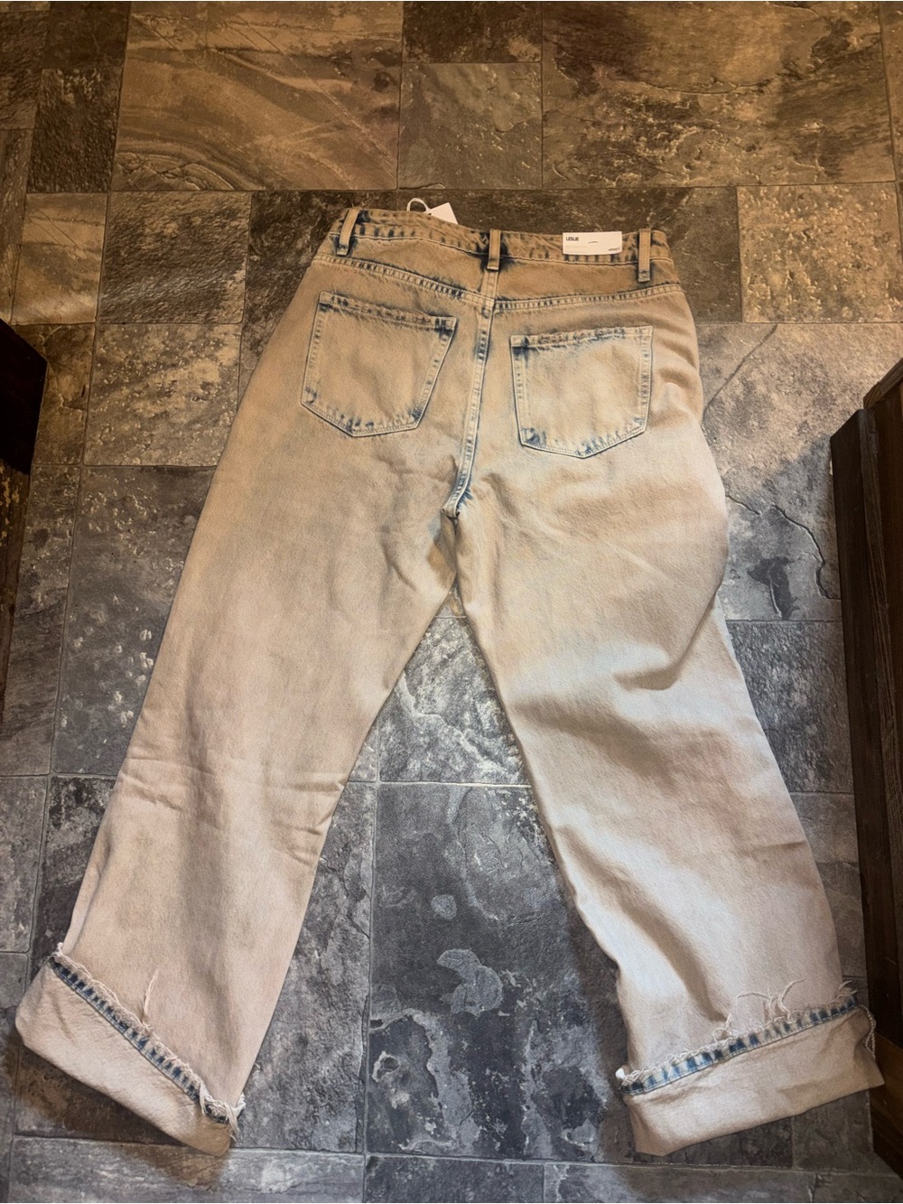 Relaxed Beige Distressed Women's Jeans - Casual Fit - Picture 2 of 5